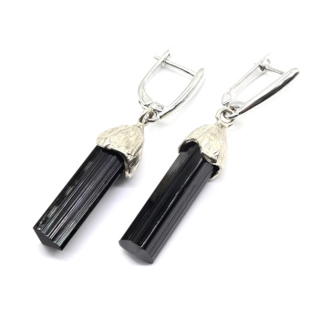 Серьги с турмалином шерл. арт. м309300