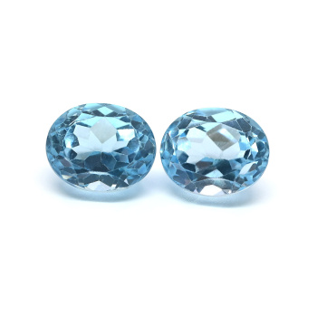 Кабошоны из голубого топаза овал гр.9*11мм, 12,1ct, ПАРА арт. ап01020