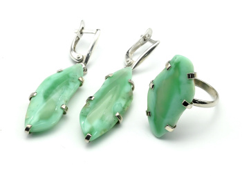 Кольцо и серьги с хризопразом, размер-18. арт. м130003-18