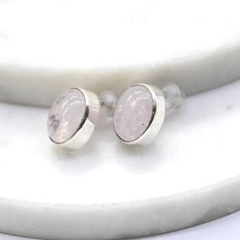 Серьги гвоздики (пусеты) розовый кварц 8*11мм арт. мч332303