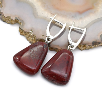 Серьги Колокольчики 17*20мм из яшмы красной, 8,4г арт. 11619129