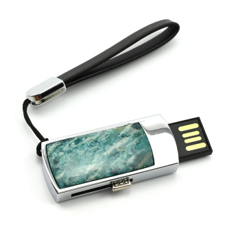 Подарочная флешка USB на 64GB с накладкой из амазонита арт. 3720074