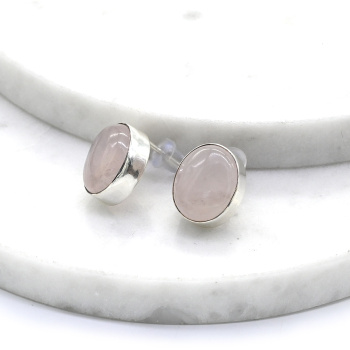 Серьги гвоздики (пусеты) розовый кварц 11*13мм арт. мч332304