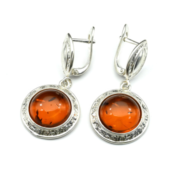 Серьги с янтарем С925 