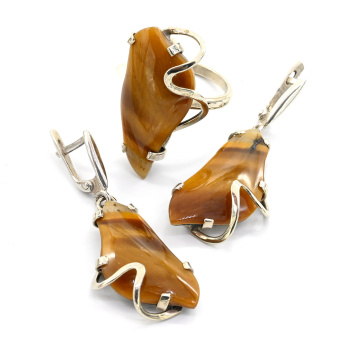 Кольцо и серьги тигровый глаз размер-19 арт. м113008-19