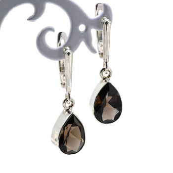 Серьги раухтопаз 8*12мм. арт. мч328002