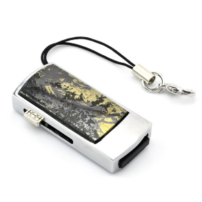 Сувенирная флеш карта USB на 32GB с пиритом, серебристая. арт. 3720060.