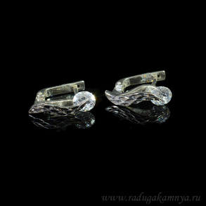 Серьги С925 с родиевым покрытием и фианитами 6*18мм,  3,3гр арт. ср315159