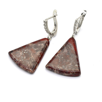 Серьги из яшмы красной 21*25мм, 8г  арт. 11620032вп