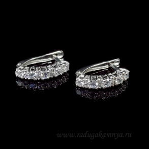 Серьги С925 с родиевым покрытием и фианитами 4*18мм,  2,8гр арт. ср315050