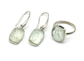 Кольцо и серьги с аквамарином, размер-18 арт. м127014-18