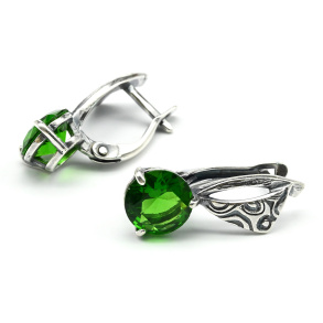 Серьги с цирконом искусственным цв.зеленый арт. КС901252....