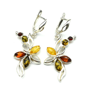 Серьги С925 с янтарем 