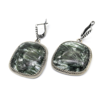 Серьги серафинит 29*29мм. арт. вз319138