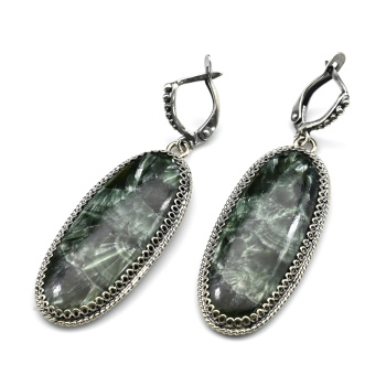 Серьги серафинит 18*40мм. арт. вз319001