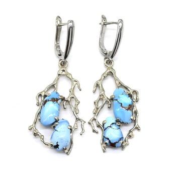 Серьги с бирюзой 21*37мм. арт. м316001..