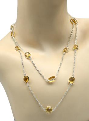Колье С925 с цитрином, 100см, 23,6г арт. с625001.