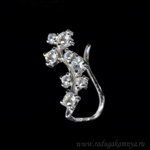 Серьга С925 с родиевым покрытием и фианитами 21*10мм, 1,3гр. арт. ср315231.