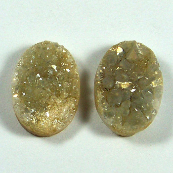 Кабошоны пара из агата тонированного (друза), 10*14*5,5мм.