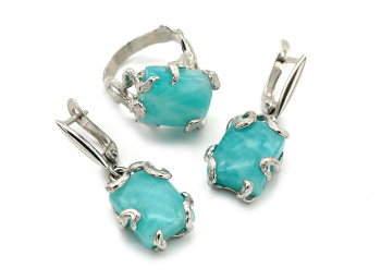 Кольцо и серьги амазонит, размер-17 арт. м165500-17