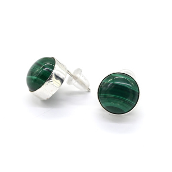 Серьги гвоздики (пусеты) малахит 10мм. арт. мч317300