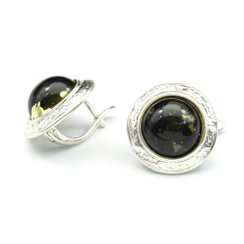 Серьги с янтарем С925 