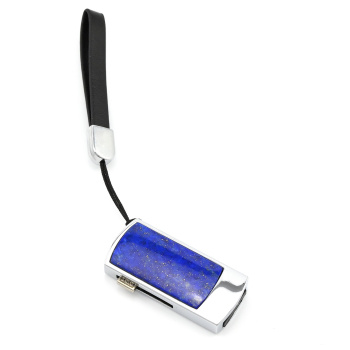 USB флеш карта с накладкой из лазурита афганского, 58GB, серебристая арт. 3740747