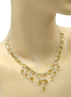 Колье С925 с цитрином, 38см, 16,8г арт. с625004
