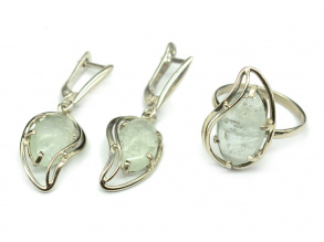 Кольцо и серьги из аквамарина, размер-18,5 арт. м127005-18,5