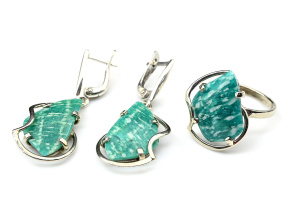 Кольцо и серьги из амазонита, размер-17,5 арт. м165102-17,5