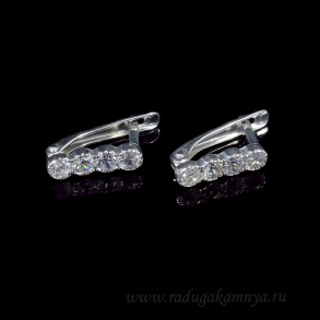Серьги С925 с родиевым покрытием и фианитами 4*13мм,  2гр арт. ср315053