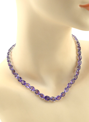 Колье С925 с аметистом, 41,5см, 37,3г арт. с603003