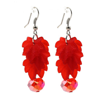 Сережки висюльки с цирконом цв.красный, 6,2г арт. 11606285