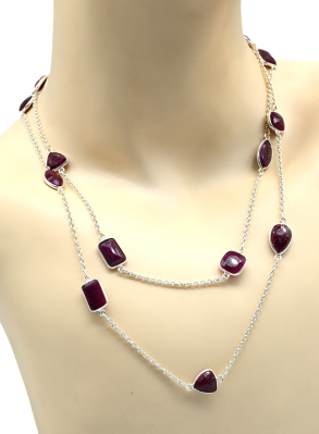 Колье С925 с рубином, 100см, 28г арт. с614001.