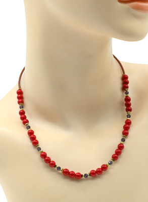 Колье с кораллом имитация Шарики 6мм, 45см арт. 0857324