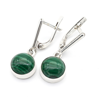 Серьги малахит 11мм арт. мч317005