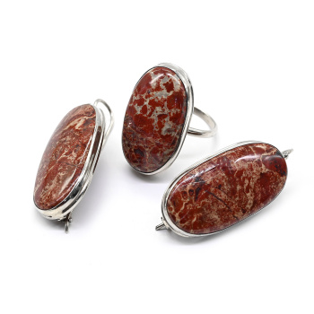 Кольцо и серьги яшма,  размер-18,5 арт. 133-241116-18,5