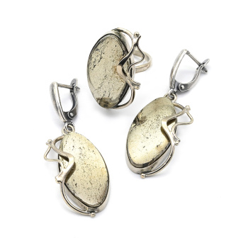 Кольцо и серьги пирит, размер-17,5 арт. жн185105-17,5