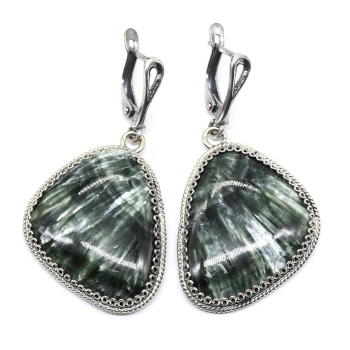 Серьги серафинит 26*30мм. арт. вз319149