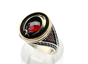 Кольцо мужское С925 с альмандином, размер 22, 11,5г арт. с157502-22
