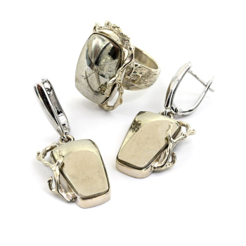 Кольцо и серьги пирит, размер-18 арт. м185033-18