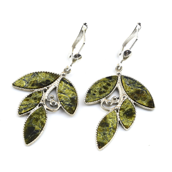 Колье и серьги змеевик,  45см. арт. кк570001