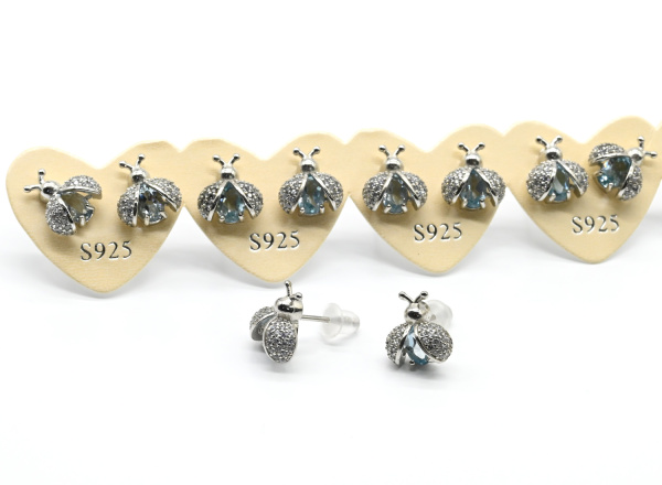 Пусеты С925 с аквамарином 9*10мм, 2г арт. с327005