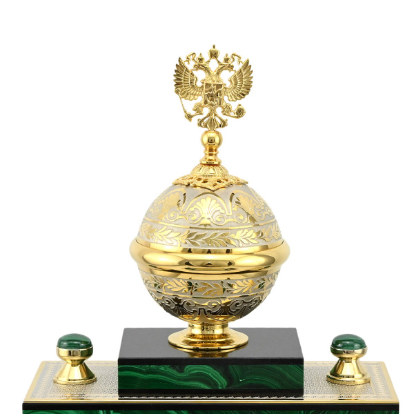 Настольный набор из малахита "Держава" 570*280*420мм