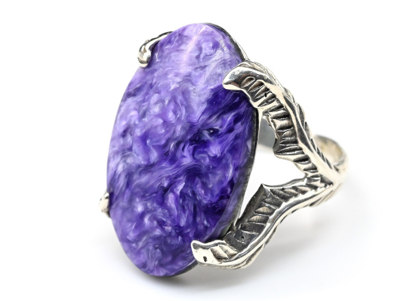 Кольцо и серьги С925 с чароитом, размер-18,5 арт. мс136001-18,5