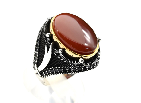 Кольцо мужское С925 с сердоликом, размер 20,5, 15,9г арт. с123002-20,5