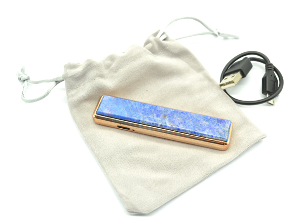 Зажигалка USB с накладкой из лазурита 86*20*10мм арт. 3401556аи